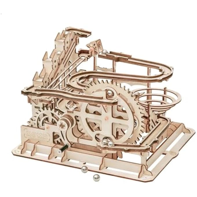 ROKR MARBLE RUN WOODEN MODEL KITS 3D PUZZLE MECHANICAL PUZZLES FOR TEENS AND ADULTS(WATERWHEEL COASTER) - Image 1